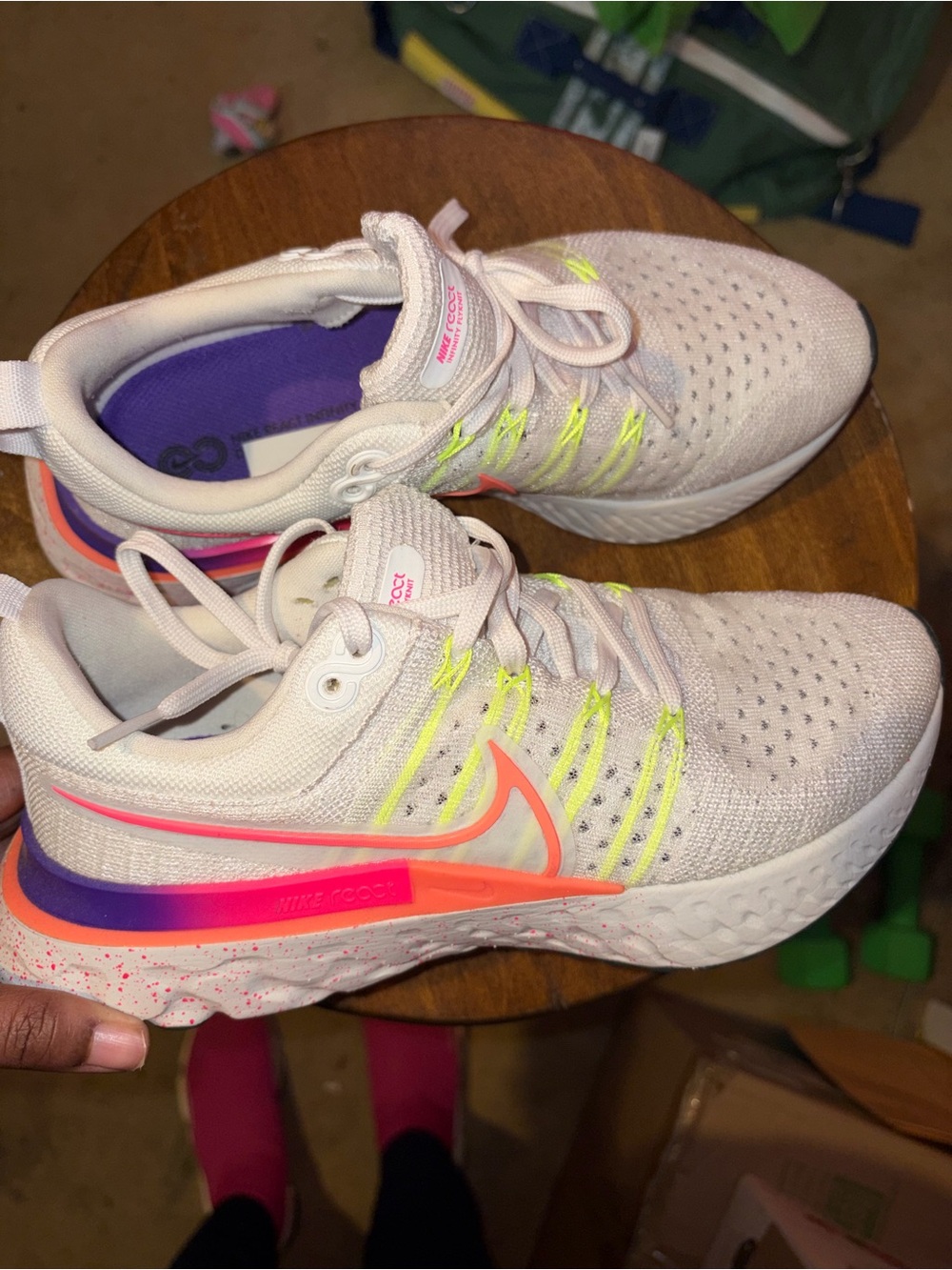 Nike Women's Neutral Running Shoes - Pink/Peach/Neon Accents 7.5